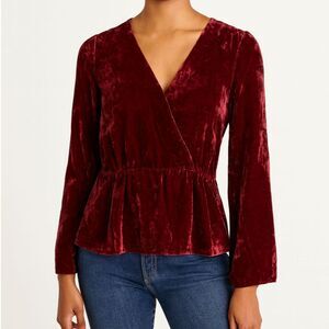J. Crew Burgundy Velvet Blouse Size 4